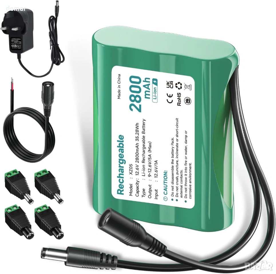 Mspalocell 12V 2800mAh литиева батерия със зарядно устройство и адаптери, снимка 1