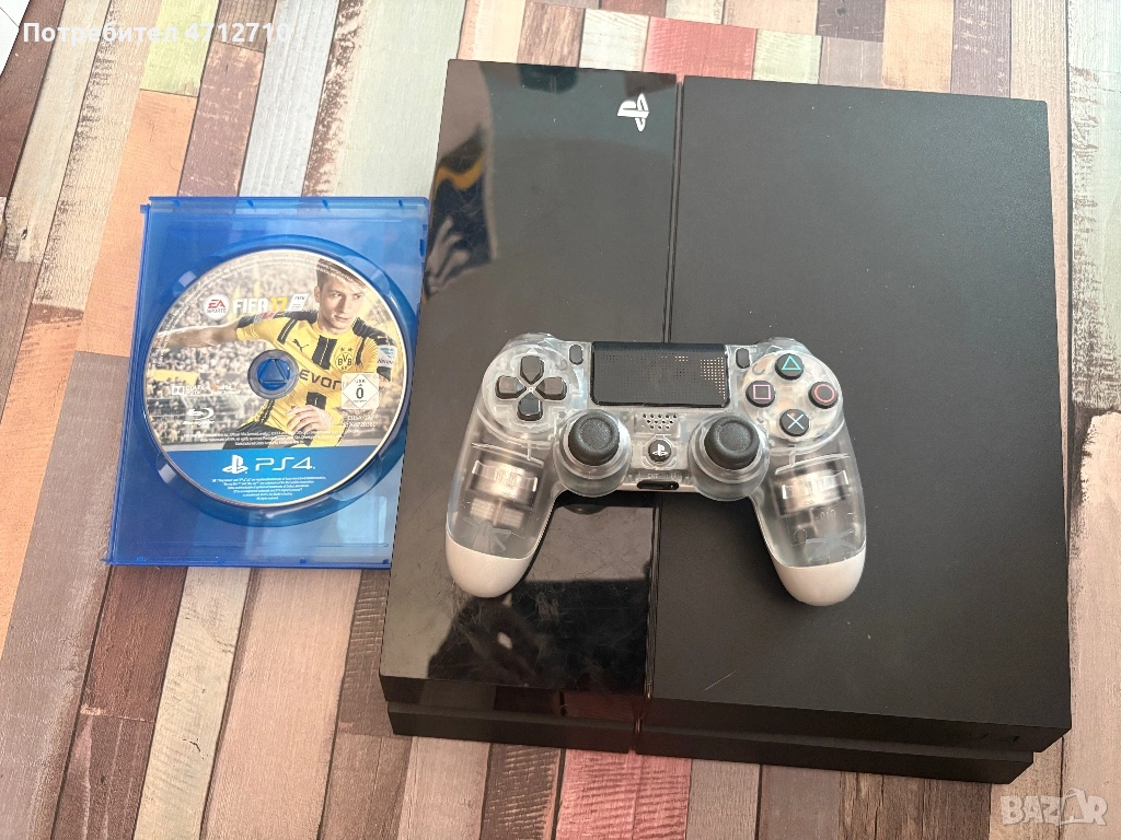 PlayStation 4 + Джойстик + FIFA 17, снимка 1
