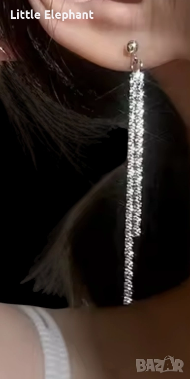 Pre order Сребърни висящи обеци кристали,Dinner party,luxery jewelry,колекция"Famous"/нови, снимка 1