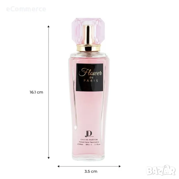 Flower De Paris Eau de Parfum - 100 ml. Връхни нотки: портокал, лимон, бергамот. Средни нотки: сладъ, снимка 1