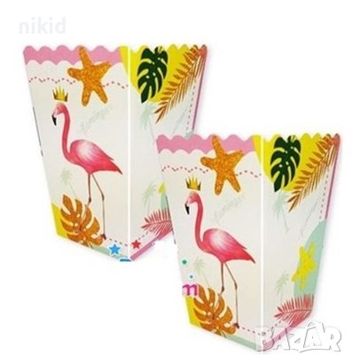 Фламинго Хаваи Тропически Парти кутия за дребни лакомства пуканки и др, снимка 1