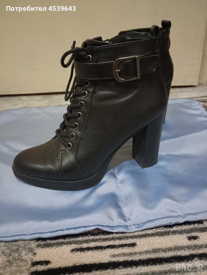 Дамски кожени боти на ток 37 номер, снимка 1