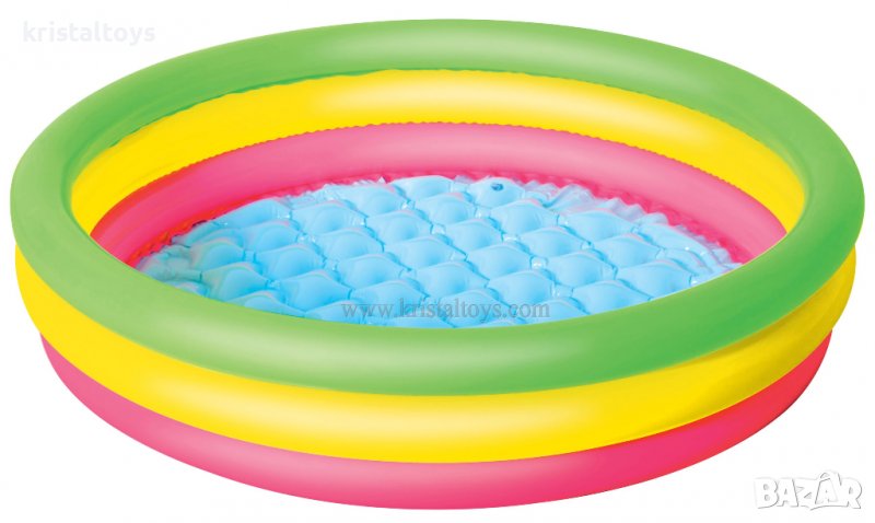 Басейн, надуваем с надуваемо дъно 3 нива, разноцветен, Бестуей Bestway 102*25 -51104, снимка 1
