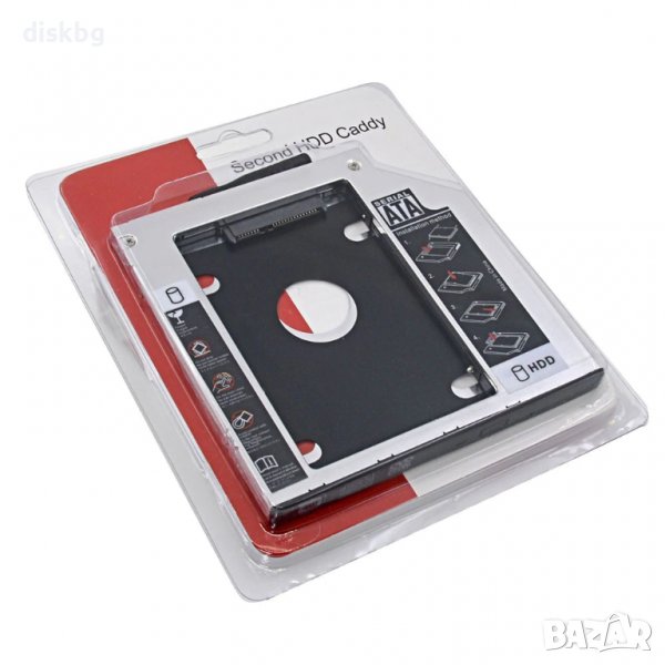 Нова кутия за втори хард диск 2.5” HDD/SSD 12.7mm, Caddy за лаптоп, SATA III, снимка 1