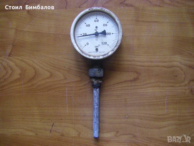 Немски промишлен термометър GPE , 0/+120 °C с диаметър ф 100мм., снимка 1