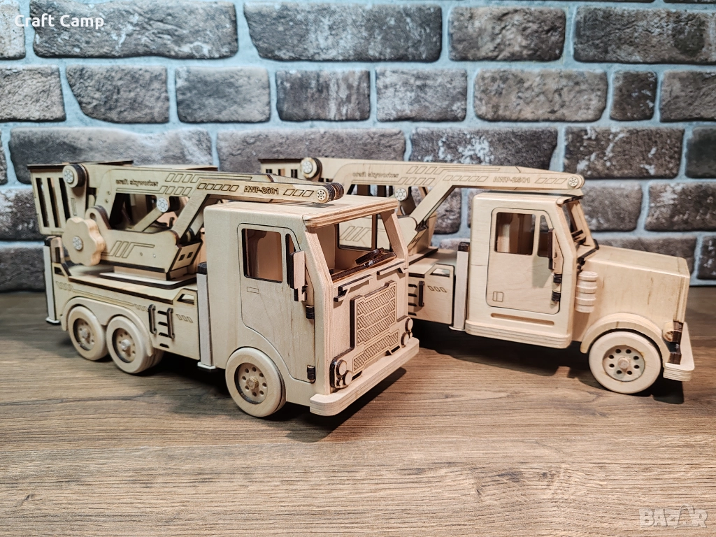 Дървен модел на камион – Вишка / Автовишка – Craft Camp, снимка 1