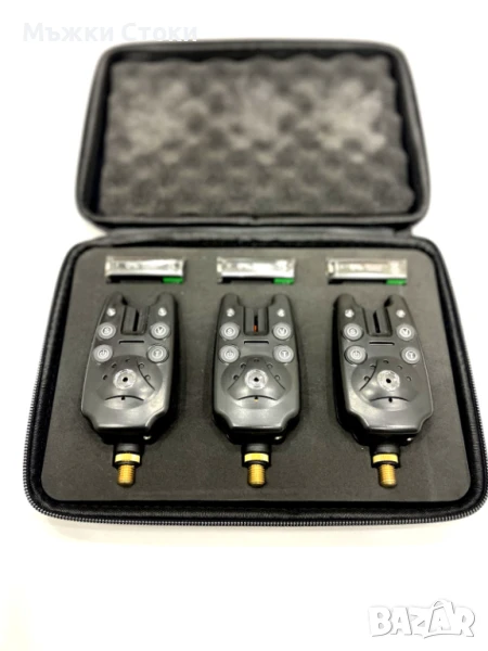 3 Броя Сигнализатори за риболов с кожен калъф, снимка 1