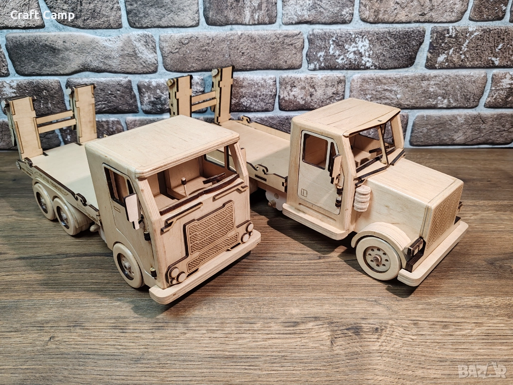 Дървен модел на камион за пътна помощ – Craft Camp, снимка 1