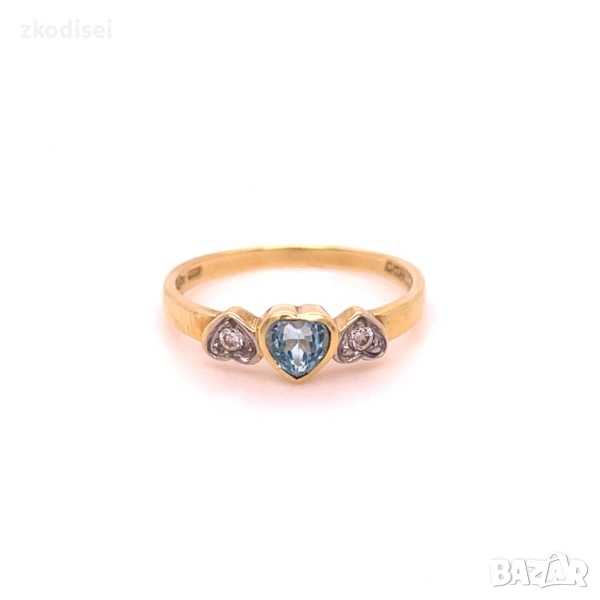 Златен дамски пръстен с аквамарин 1,94гр. размер:52 18кр. проба:750 модел:34667-5, снимка 1