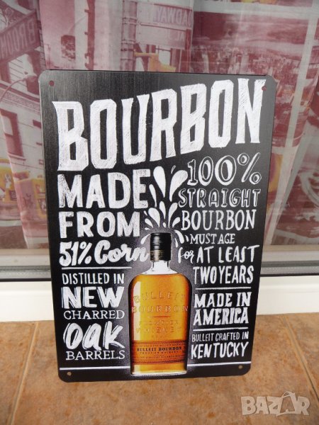 Метална табела уиски бърбън Bulleit Bourbon 100% реклама, снимка 1
