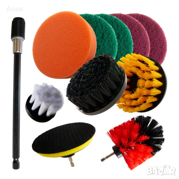 Четки за почистване на бормашина, винтоверт 1/4, 11 бр, снимка 1