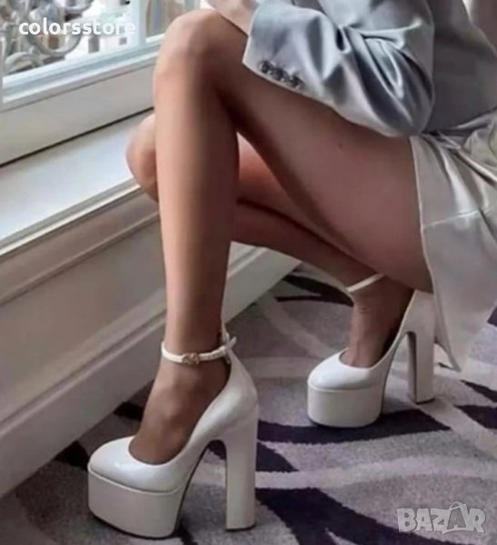 Обувки на ток - бял лак - VT1, снимка 1