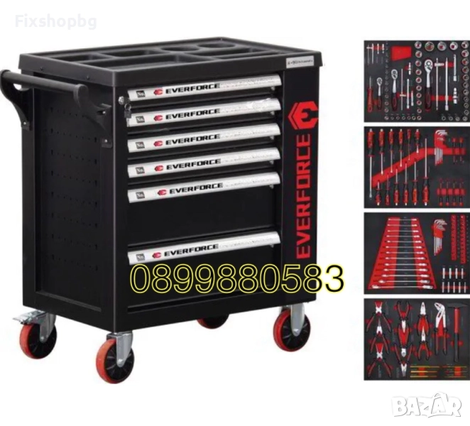 Шкаф-количка с инструменти Everforce с 6 чекмеджета-4 пълни, снимка 1