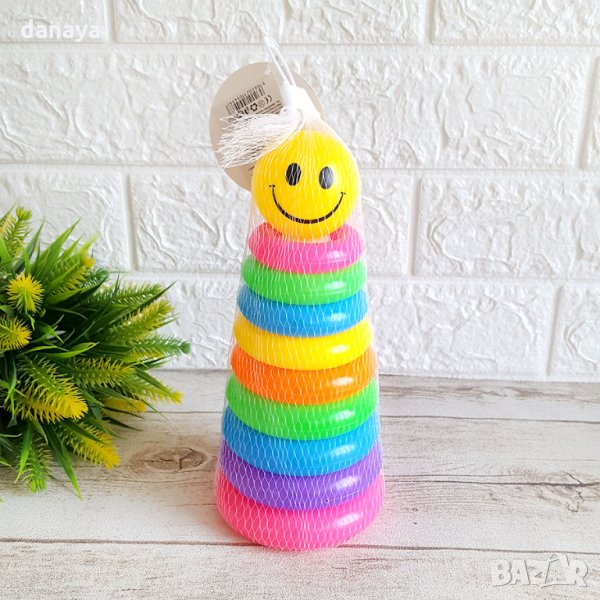 2661 Детска играчка за сортиране пирамида с Рингове и топче, 21см, снимка 1