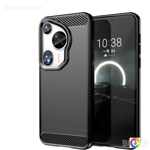 Huawei Pura 70 Ultra Удароустойчив Carbon Fiber Калъф и Протектор, снимка 1
