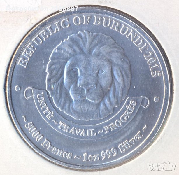 Бурунди 5000 франка 2015 - 1 oz тройунция 999 Silver, снимка 1