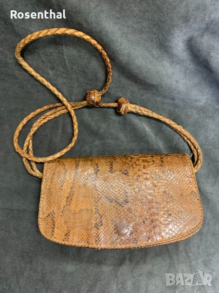 Ръчно изработена дамска чантичка / клъч от гърмяща змия. Ретро стил, снимка 1