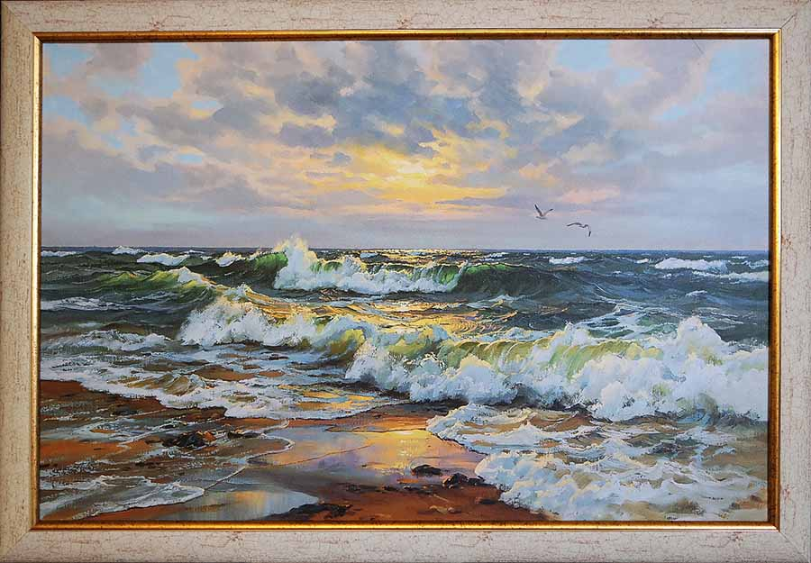 Морски пейзаж с чайки, картина в Картини в гр. Самоков - ID32713613 —  Bazar.bg