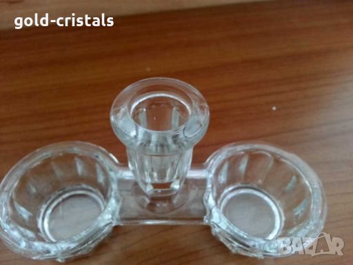 Стара стъклена солница , снимка 4 - Антикварни и старинни предмети - 28765879