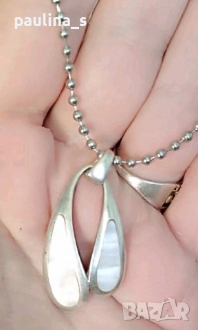 Две сребърни висулки / Педантив / Марково сребърно сърце "Follie Follie" Show и със седеф, снимка 8 - Колиета, медальони, синджири - 32733353