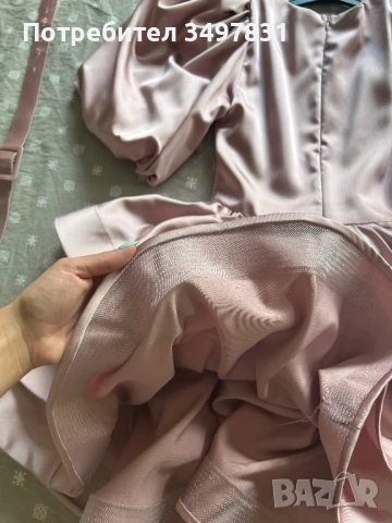 Официална рокля-розов сатен , снимка 8 - Рокли - 50995911