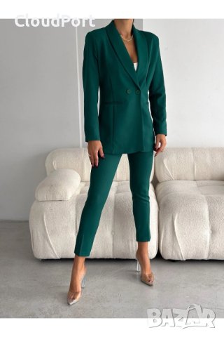 Дамски костюм с панталон и сако, Vitalite, Зелен 36-38-40-42-44-46
