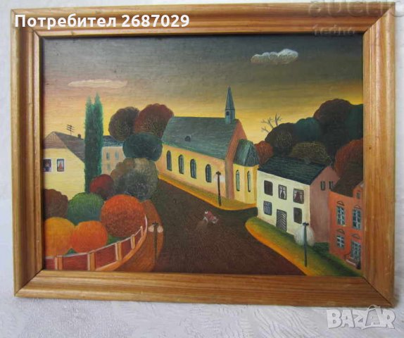  картини ГРАДСКИ ПЕЙЗАЖ - картина с дървена рамка, рози, птици, цветя, маслени бои