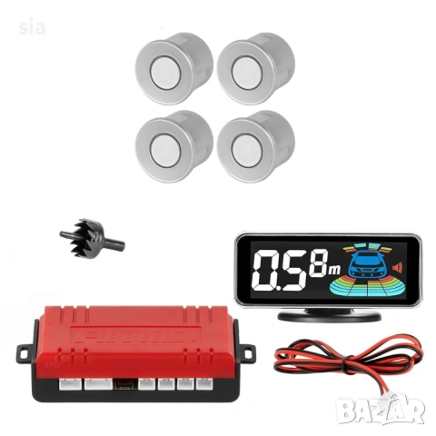 Парктроник с 4 сензора и дисплей, сиви датчици