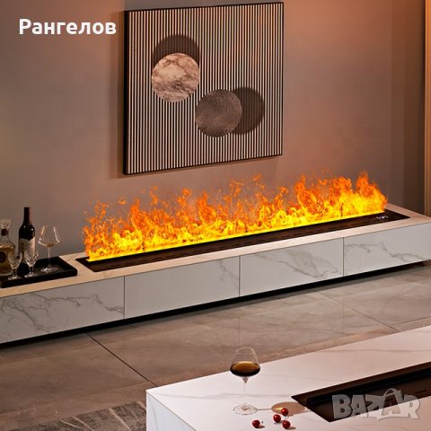 ✅3D водна ел. камина с пара/парогенератор за вграждане и безжично управление