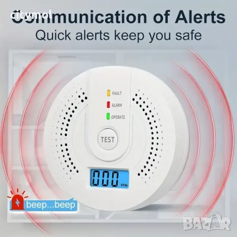 Детектор за въглероден окис, CO аларма с цифров дисплей, звукова аларма 85dB, снимка 2 - Друга електроника - 48488284
