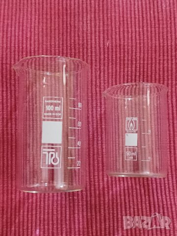 Лабораторна стъклария, мензури, мерки 50 и 100 ml. 