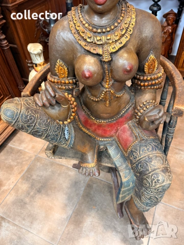 Голяма дървена скулптура / дърворезба на Богияна Парвати. №7813, снимка 5 - Антикварни и старинни предмети - 53041983