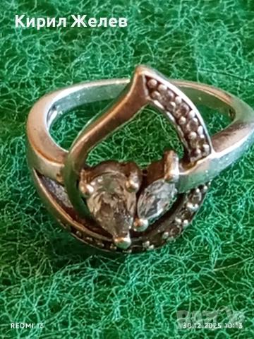 Романтичен сребърен пръстен с Мойсанит ювелирна изработка 52829, снимка 5 - Пръстени - 52933893