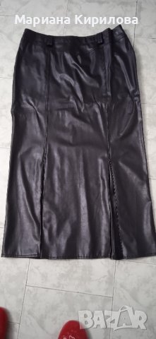 Черна кожена пола , снимка 1 - Поли - 43454051