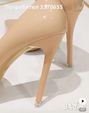 Дамски бежови високи обувки , снимка 3 - Дамски обувки на ток - 52031808