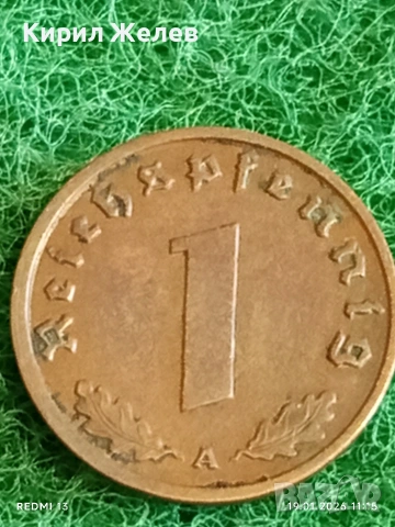 Две монети 1 райхсфенинг 1939г. Трети Райх Германия с свастика 53325, снимка 6 - Нумизматика и бонистика - 53148412