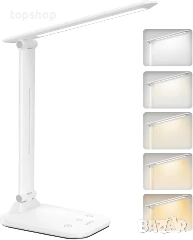 НОВА LED настолна лампа, USB type C, сгъваема, 5 цвята на осветление и 100%~15% нива на яркост