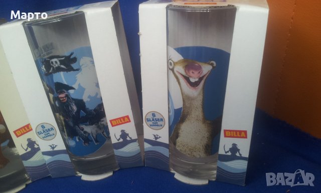 Стъклени чаши ледена епоха 6 бр пълна колекция с кутиите, снимка 4 - Колекции - 36850348