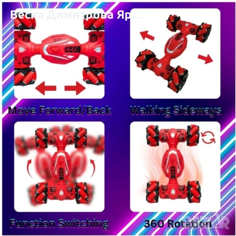 RC Кола за каскади 4WD с дрифт и завъртане на 360°, снимка 5 - Коли, камиони, мотори, писти - 50958260