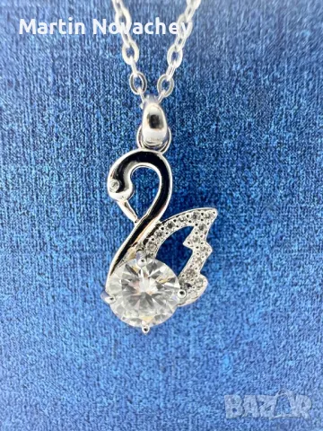 Сребърно колие с мойсанит (Диамант) 1 карат, снимка 4 - Колиета, медальони, синджири - 50106807
