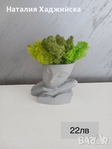 Кашпи със скандинавски мъх – тип „Лице“, снимка 5 - Декорация за дома - 51278821