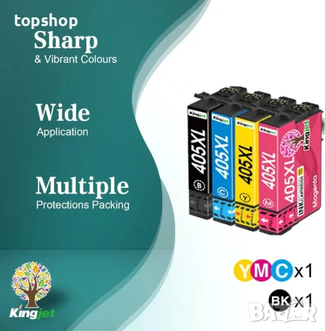 KINGJET 405XL Мастилени касети за принтер за Epson 405 405XL за Workforce Pro WF-3820 WF-4820, снимка 2 - Консумативи за принтери - 50494993