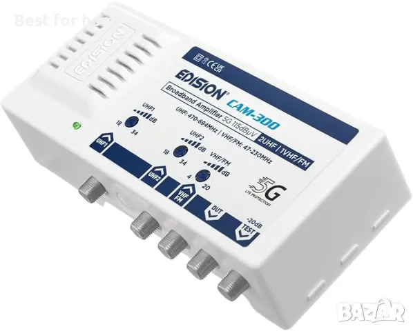 EDISION Многообхватен усилвател за кабелна телевизия, DVB-T/T2 и радио  , снимка 2 - Приемници и антени - 50377710
