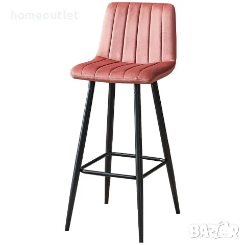 Бар стол с кадифена дамаска, к-т от 2бр - C-UDC051PK, снимка 3 - Столове - 49098841