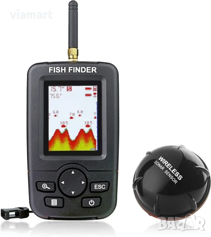 Безжичен сонар за риболов Fish Finder XJ01B - сензор с USB зареждане, до 100 м обхват