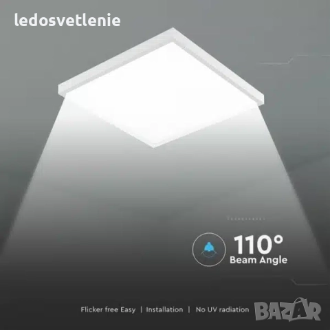 LED Панел V-tac 36W 60*60см за Открит (Външен) Монтаж или за Растер 2в1 , снимка 5 - Лампи за таван - 52674632