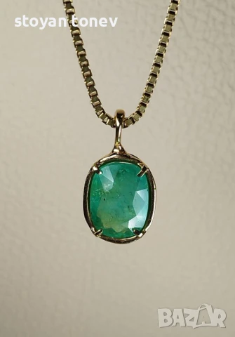 Медальон с турмалин в 14кт златен обков! Нов! Сертификат!, снимка 11 - Колиета, медальони, синджири - 46938955