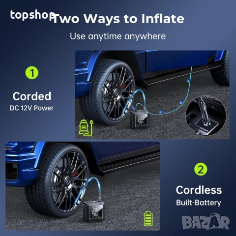 Чисто нов, запечатан Syncwire компресор за гуми 150PSI Въздушна помпа за автомобилни гуми ..., снимка 6 - Аксесоари и консумативи - 51707602