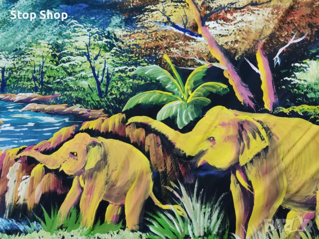 Голямо Ръчно рисувано ветрило слон картина Индонезия , снимка 5 - Картини - 43029735