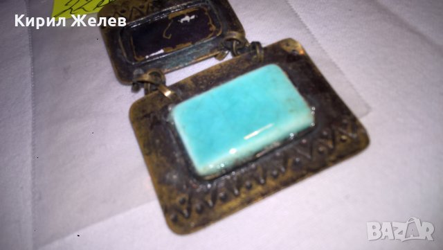 Възрожденски накит старо градско бижу бронз емайл - 12761, снимка 2 - Колекции - 28283332